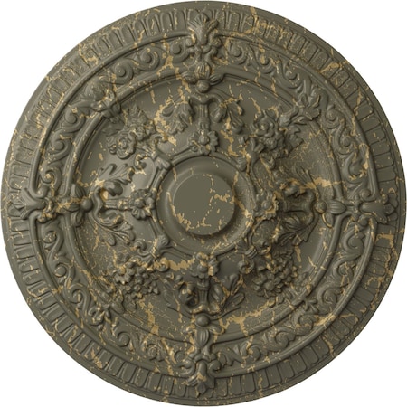 Ekena Millwork Vincent Ceiling Medallion (Fits Canopies up to 6"), Hand-Painted Witch Hazel Crackle, 26"OD x 3"P CM26VIWHC